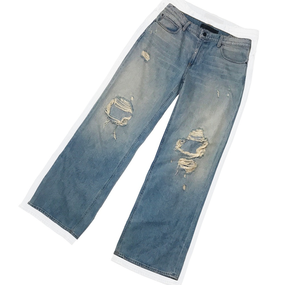 ALEXANDER WANG DISTRESSED WIDE-LEG JEANS